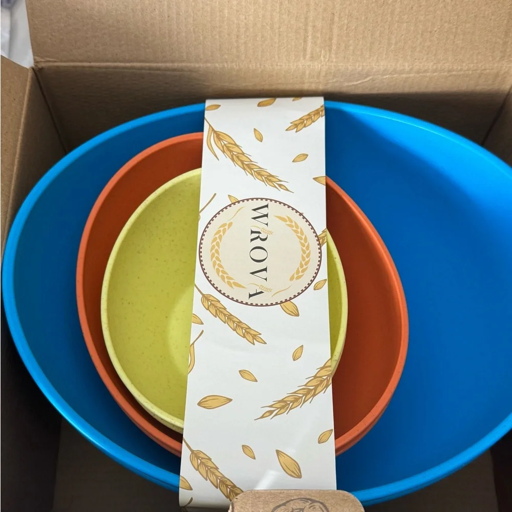 Wrova Unbreakable Wheat Straw Bowls – Set of 6, Vibrant Colors New - Picture 4 of 5